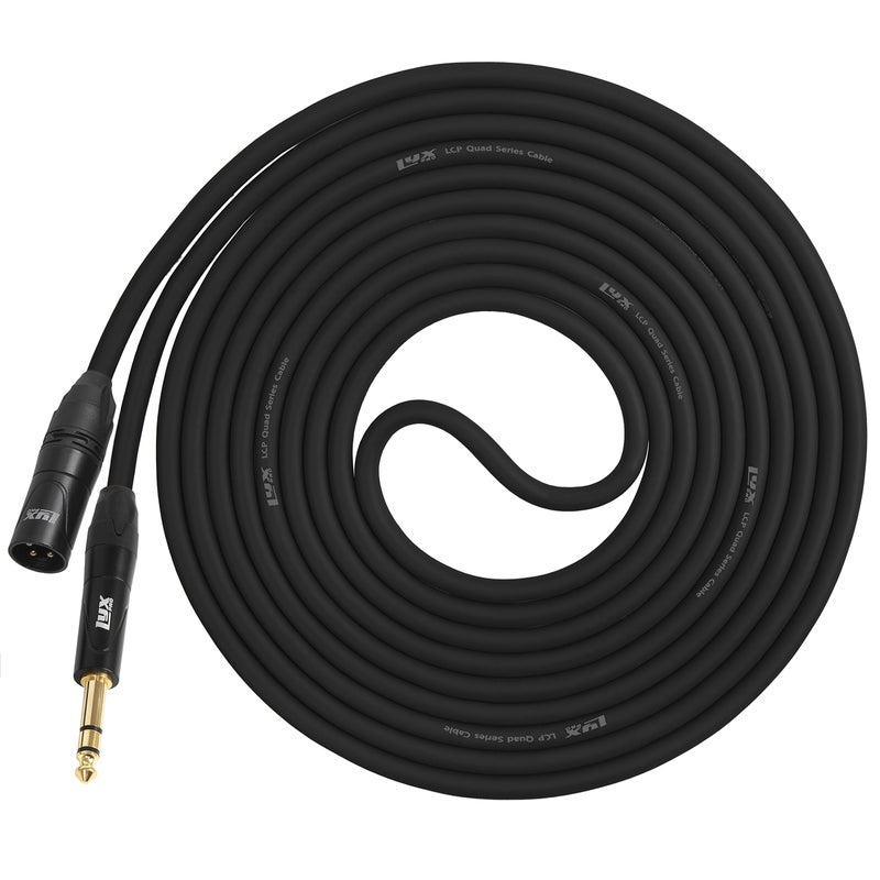 LyxPro - 10 Ft - XLR Male to 1/4" TRS Star Quad Microphone Cable for High End Quality and Sound Clarity, Extreme Low Noise â€“ Black - Image 1
